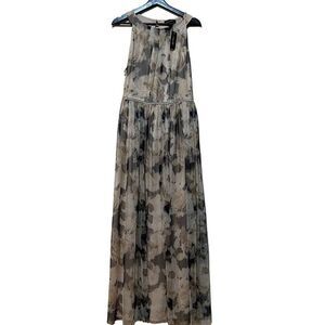 Candalite Ivory Cream Dark Floral beaded belt Maxi Dress XL